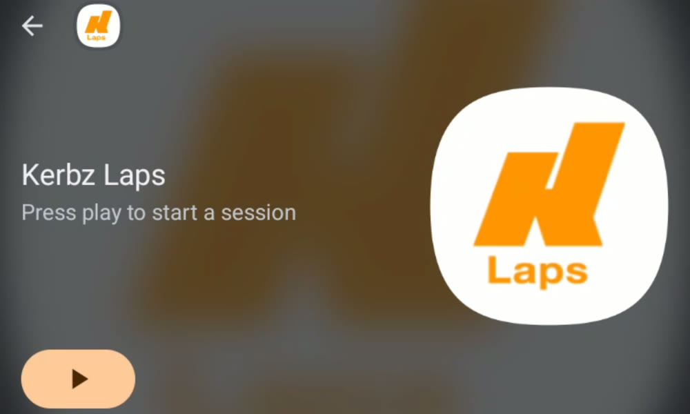 Kerbz Laps on Android Auto: press play to start a session