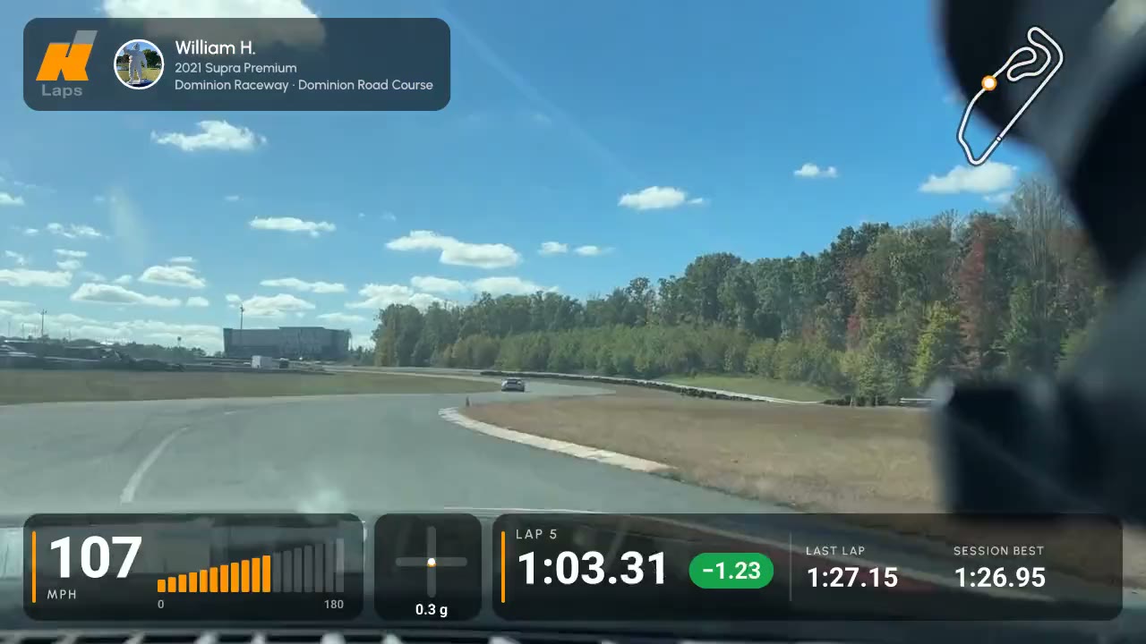 Kerbz Laps in the car at Dominion Raceway: the lap's time, speed and track map on the video
